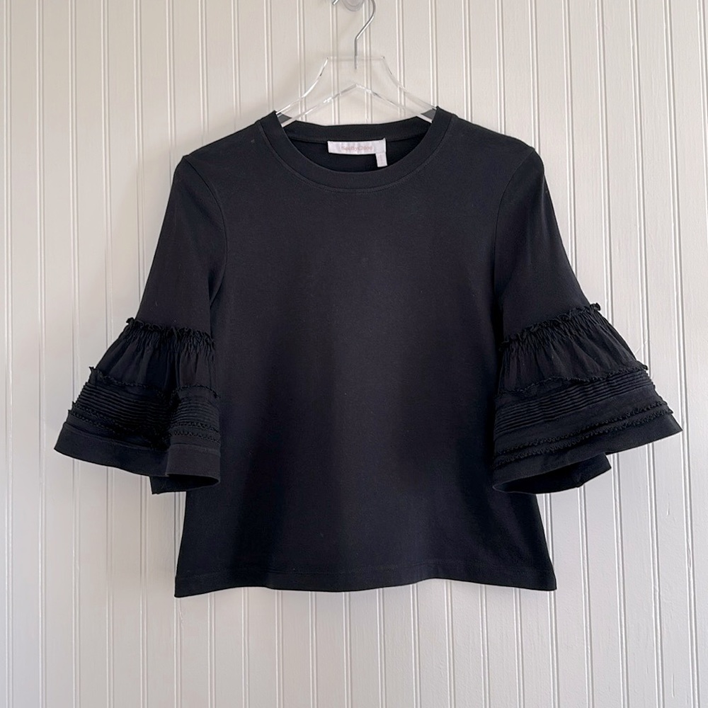 See By Chloe Bell Ruffle T-Shirt Black